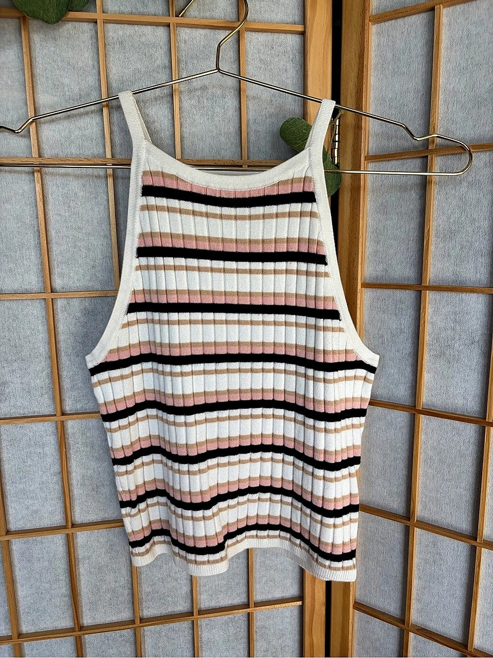 H&M Striped Tank Top in Pink & White